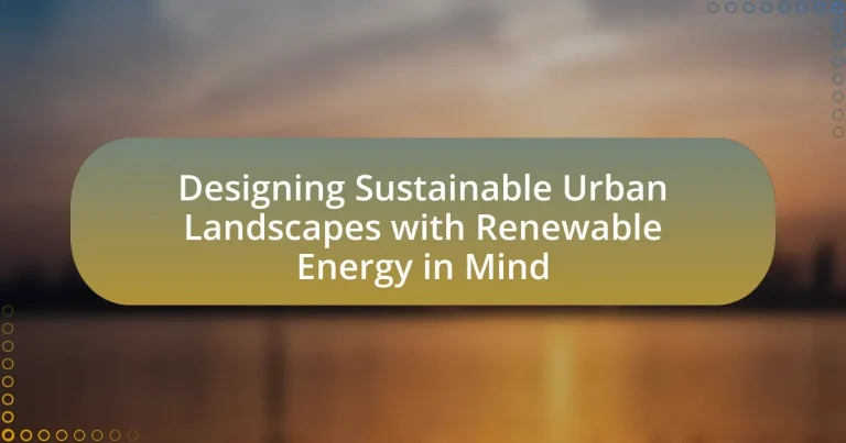 Designing Sustainable Urban Landscapes with Renewable Energy in Mind