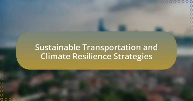 Sustainable Transportation and Climate Resilience Strategies