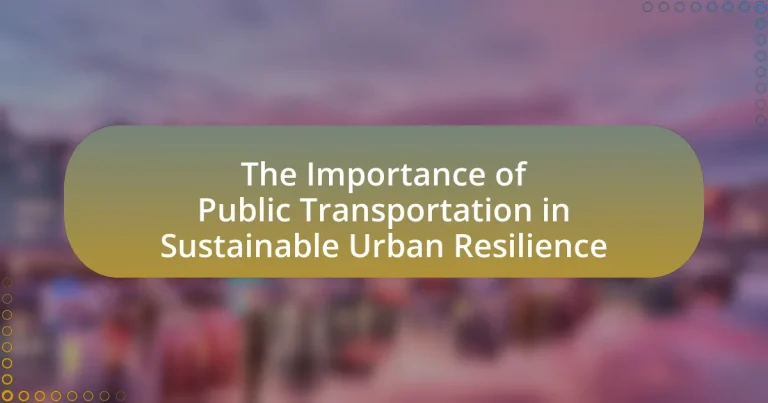 The Importance of Public Transportation in Sustainable Urban Resilience