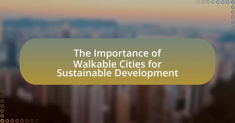 The Importance of Walkable Cities for Sustainable Development