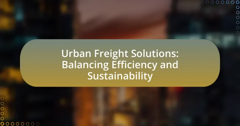 Urban Freight Solutions: Balancing Efficiency and Sustainability