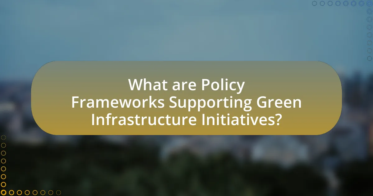 What are Policy Frameworks Supporting Green Infrastructure Initiatives?