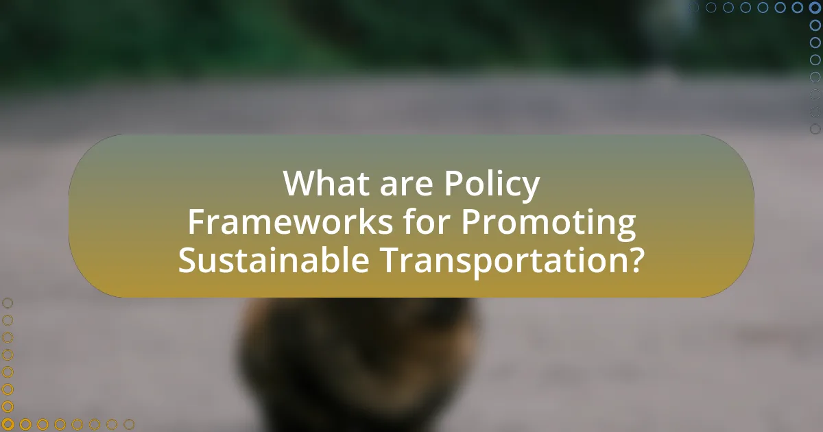 What are Policy Frameworks for Promoting Sustainable Transportation?