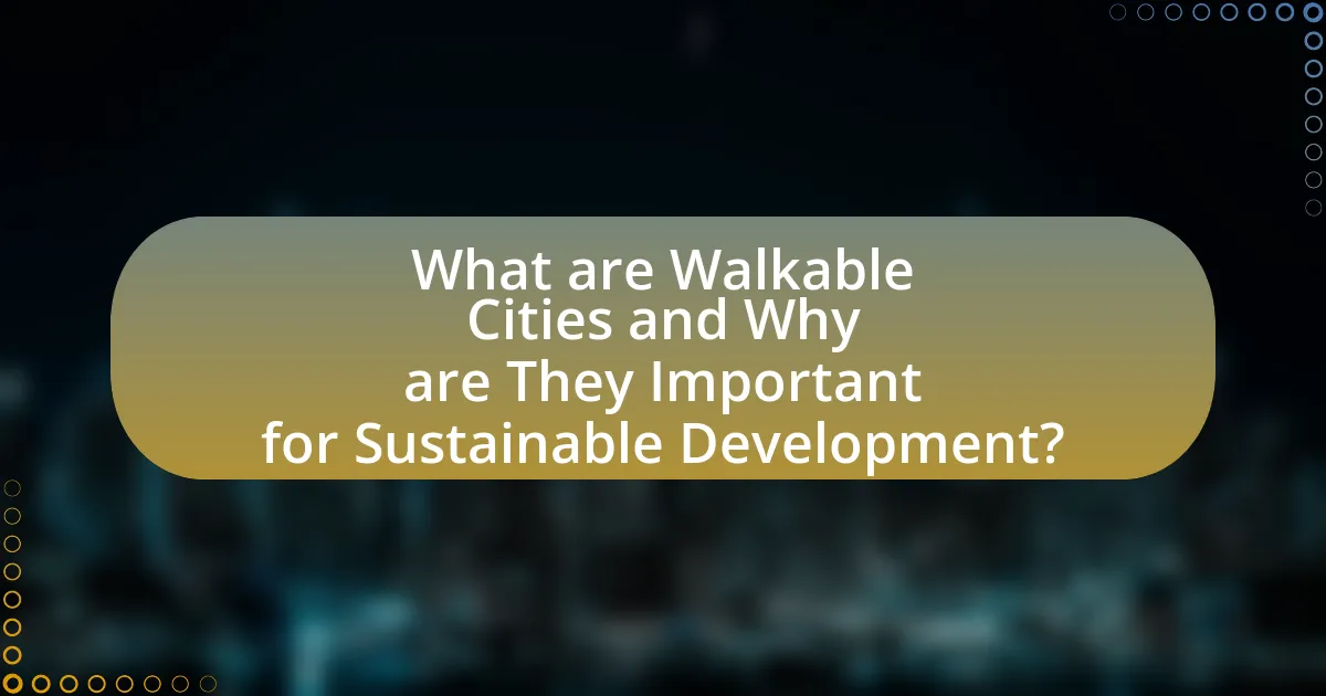 What are Walkable Cities and Why are They Important for Sustainable Development?