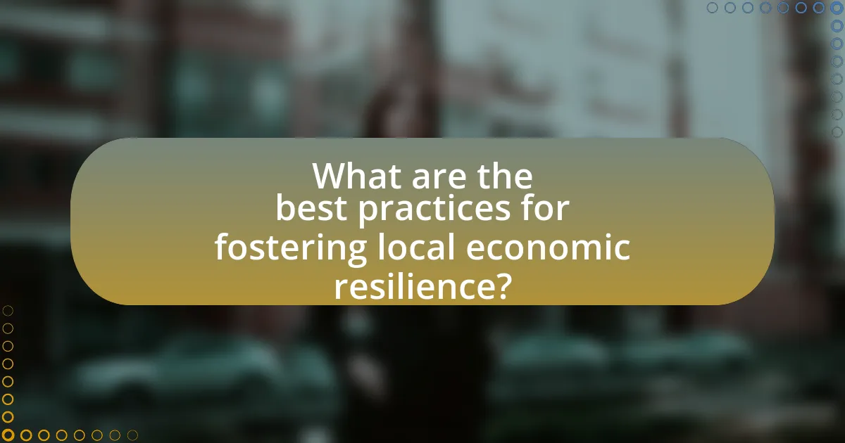 What are the best practices for fostering local economic resilience?