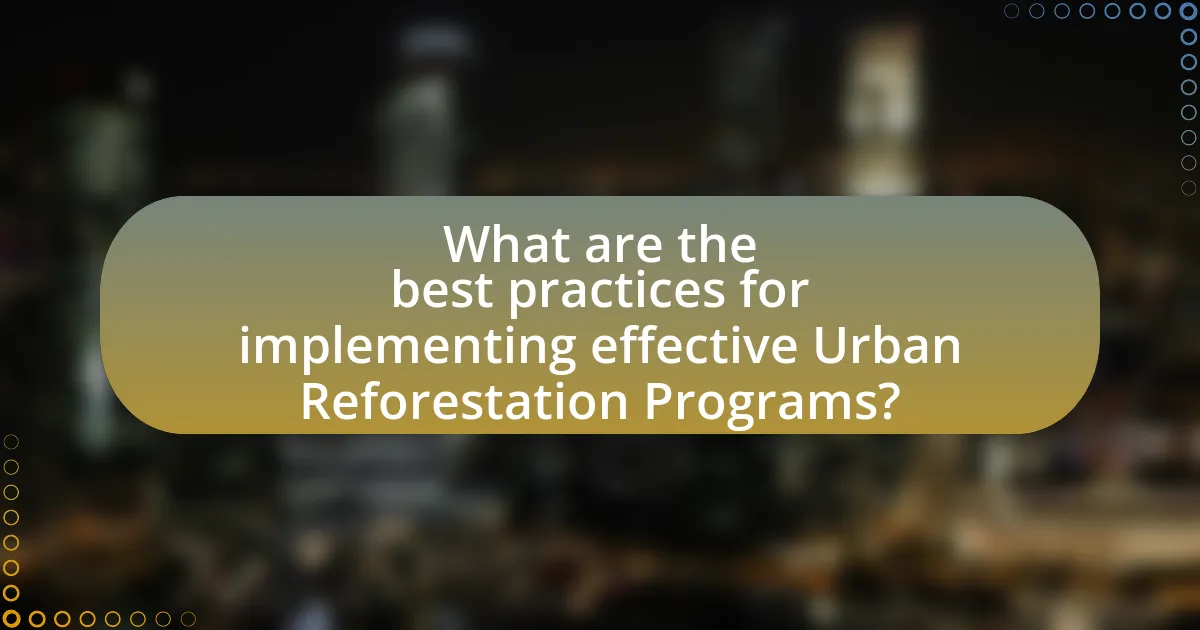 What are the best practices for implementing effective Urban Reforestation Programs?