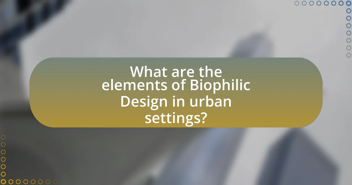 What are the elements of Biophilic Design in urban settings?