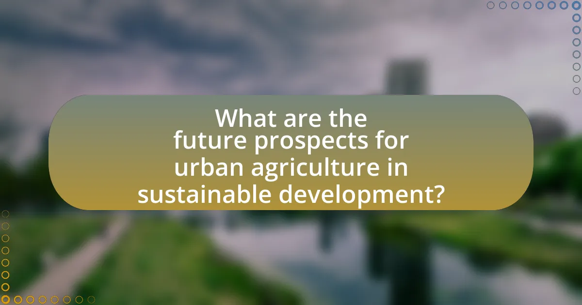 What are the future prospects for urban agriculture in sustainable development?