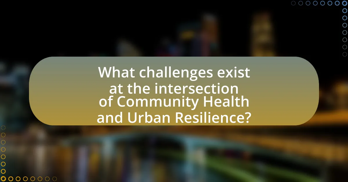 What challenges exist at the intersection of Community Health and Urban Resilience?