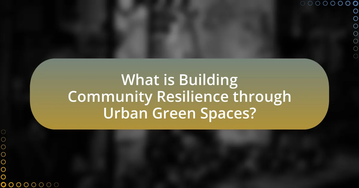 What is Building Community Resilience through Urban Green Spaces?